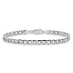 14K White Gold 3.35mm Semi-Solid Curb with Lobster Clasp Anklet - Image 4