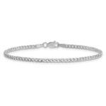 14K White Gold 2.5mm Semi-Solid Curb with Lobster Clasp Anklet - Image 3