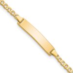14k Polished Solid Chain/Solid Plate Flat Curb Link 22.5x4.5mm Plate 5.Baby/Child ID Bracelet