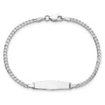 14k White Gold Polished Solid Chain/Solid Plate Flat Curb Link Soft Diamond Shape 19.5x6mm Plate Baby/Child ID Bracelet - Image 4