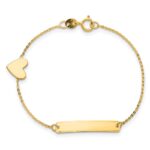 14k Polished 5.5in Heart ID Bracelet - Image 4