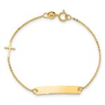 14k Polished 5.5in Cross ID Bracelet - Image 4
