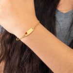 14k Polished Red Enameled Heart on 18x5mm Plate 5.5 inch Baby/Child ID Bracelet - Image 6