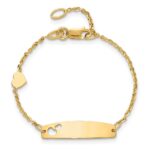 14K Polished Heart and 24x6mm Cut-out Heart Plate 5.5 inch Baby/Child ID Bracelet - Image 4