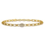 14K Polished Complete 1/8 carat Diamond Oval Cluster Fancy Link 7 inch Bracelet with 1 inch Extender - Image 3
