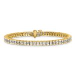 14k 7 carat Lab Grown Diamond VS/SI+ G+ Complete Princess Bezel Set Tennis Bracelet - Image 3