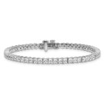 14k White Gold 7 carat Lab Grown Diamond VS/SI+ G+ Complete Princess Prong Set Tennis Bracelet - Image 3