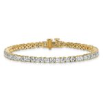 14k 7 carat Lab Grown Diamond VS+ F+ Complete Princess and Round Tennis Bracelet - Image 3