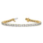 14k 7 carat Lab Grown Diamond VS/SI+ G+ Complete Princess and Round Tennis Bracelet - Image 5