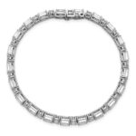 14k White Gold 10 carat Lab Grown Diamond VS/SI+ G+ Complete Emerald and Round Tennis Bracelet - Image 4