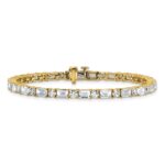 14k 10 carat Lab Grown Diamond VS+ F+ Complete Emerald and Round Tennis Bracelet - Image 3