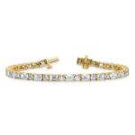 14k 10 carat Lab Grown Diamond VS+ F+ Complete Emerald and Round Tennis Bracelet - Image 5
