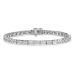 14k White Gold 5 carat Lab Grown Diamond VS/SI+ G+ Complete Princess Bezel Set Tennis Bracelet - Image 3