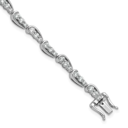 14k White Gold 3 3/8 carat Lab Grown Diamond VS/SI+ G+ Complete 7 inch Bracelet