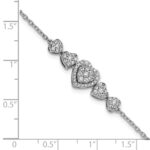14K White Gold Polished Complete 5/8 carat Diamond Hearts 7 inch Bracelet with 1 inch Extender - Image 5