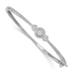 14K White Gold Complete 1/2 carat Diamond Halo Hinged Oval Bangle Bracelet