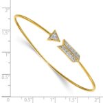 14k Polished Complete 1/3 carat Diamond Arrow Flexible Bangle Bracelet - Image 2