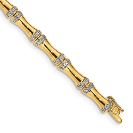 14k Complete 1/2 carat Diamond Bamboo Design 7 inch Bracelet