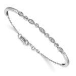 14k White Gold Complete 1/2 carat Diamond Half-Bangle 6.75 inch Bracelet with 0.5 inch Extender