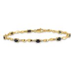 14k Complete Diamond and Oval Sapphire Twisted Link 7 inch Bracelet - Image 3