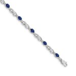 14k White Gold Complete Diamond and Oval Sapphire Infinity Link 7.25 inch Bracelet