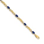 14k Complete Diamond and Oval Sapphire X-design 7.25 inch Bracelet
