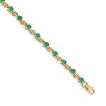 14k Complete Round Emerald Fancy Link 7 inch Bracelet