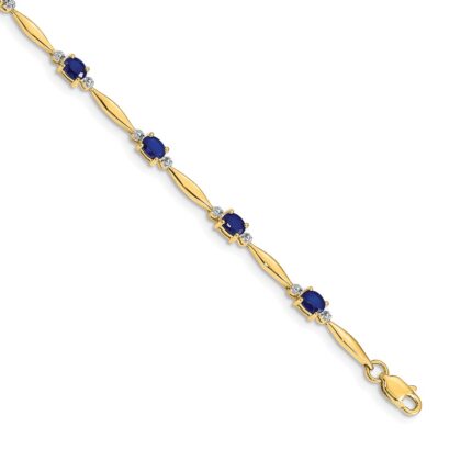 14k Complete Diamond and Oval Sapphire 7.25 inch Bracelet