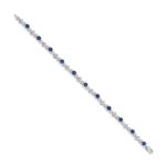 10k White Gold Diamond and Sapphire Bracelet - Image 2