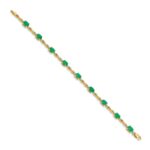 14k Complete Diamond and Oval Emerald Infinity 7 inch Bracelet - Image 2