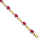 14k Complete Diamond and Oval Ruby Infinity 7 inch Bracelet