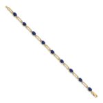 14k Complete Diamond and Oval Sapphire Paperclip Link 7.25 inch Bracelet - Image 2