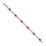 14k White Gold Complete Diamond and Oval Ruby Infinity Link 7.25 inch Bracelet - Image 2