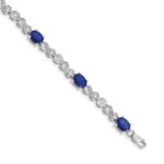 14k White Gold Complete Diamond and Oval Sapphire Infinity Link 7.25 inch Bracelet