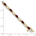 14k Complete Diamond and Oval Garnet Heart Accent 7 inch Bracelet - Image 3