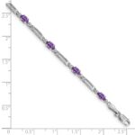 10k White Gold Diamond and Amethyst Bracelet - Image 3