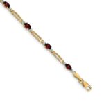 14k Complete Diamond and Oval Garnet Fancy Link 7 inch Bracelet