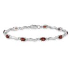 10k White Gold Fancy Diamond and Garnet Bracelet - Image 3