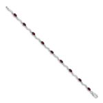 14k White Gold Complete Diamond and Oval Garnet Wavy Link 7 inch Bracelet - Image 2