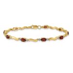 14k Complete Diamond and Oval Garnet Wavy Link 7 inch Bracelet - Image 3