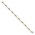 14k White Gold Complete Oval Citrine and Diamond Infinity Link 7 inch Bracelet - Image 2