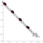 14k White Gold Complete Oval Garnet and Diamond Infinity Link 7 inch Bracelet - Image 3