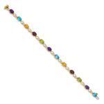 14k Complete Diamond and Amethyst/Swiss Blue Topaz/Citrine/Garnet/Peridot Fancy Link 7 inch Rainbow Bracelet - Image 2