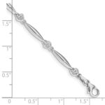 10k White Gold Diamond Heart Bracelet - Image 3