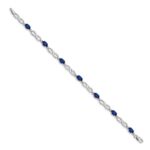 14k White Gold Complete Diamond and Oval Sapphire Infinity 7 inch Bracelet - Image 2