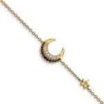 14k Complete Diamond and Sapphire Moon and Star 7in Bracelet