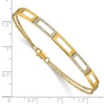 14k Polished Rectangle Link Complete 1/4 carat Diamond Double Strand 7 inch Bracelet - Image 4