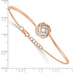 14k Rose Gold Polished Complete 1/8 carat Diamond Love Knot Half-Bangle 7 inch Bracelet with 0.5 inch Extender - Image 4