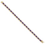 14k Complete Oval Amethyst and Diamond 7 inch Bracelet - Image 2