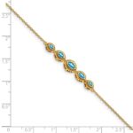 14k Complete 5-Stone Bezel-set Marquise Swiss Blue Topaz and Chain 7 inch Bracelet - Image 3